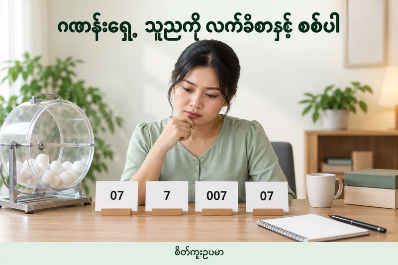 ထီဂဏန်းရှေ့ သုညနှင့် လက်ခံစာ၏အရှည်ကို တိုက်စစ်ပါ — စိတ်ကူးထီဆိုင်ရာ သရုပ်ဖော်ပုံ။