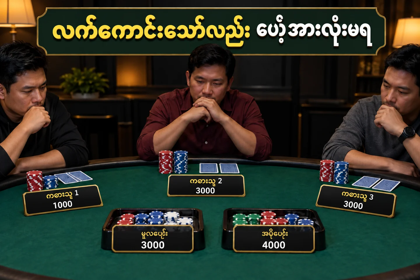 ပိုကာစားပွဲတွင် မူလပေါ့နှင့် အပိုပေါ့ ခွဲထားသည့် သရုပ်ဖော်ပုံ